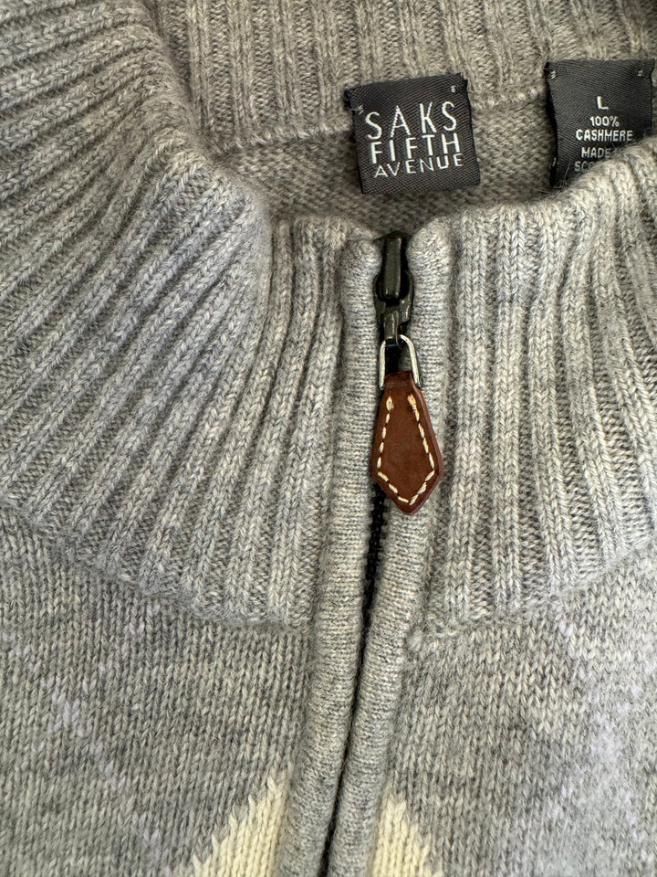 Cardigan Uomo Saks Fifth Avenue 100% Cashmere Nero, Taglia S, Usato In Buone Condizioni