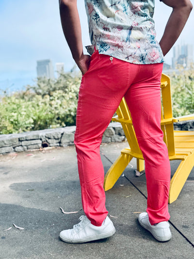 coral rose linen trouser