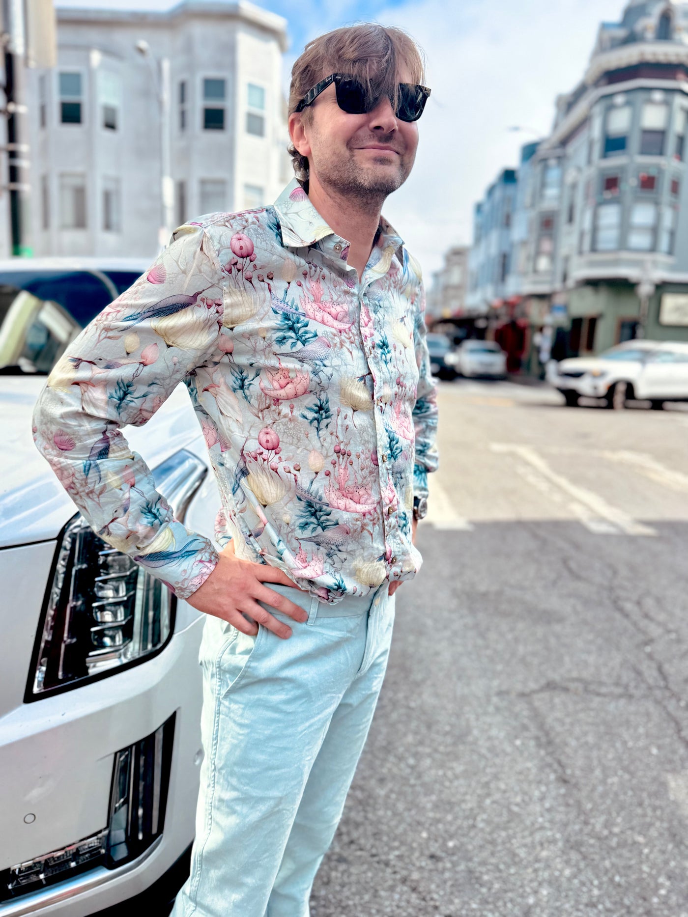 sage blue linen trouser