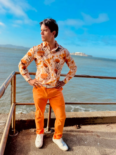 orange linen trouser