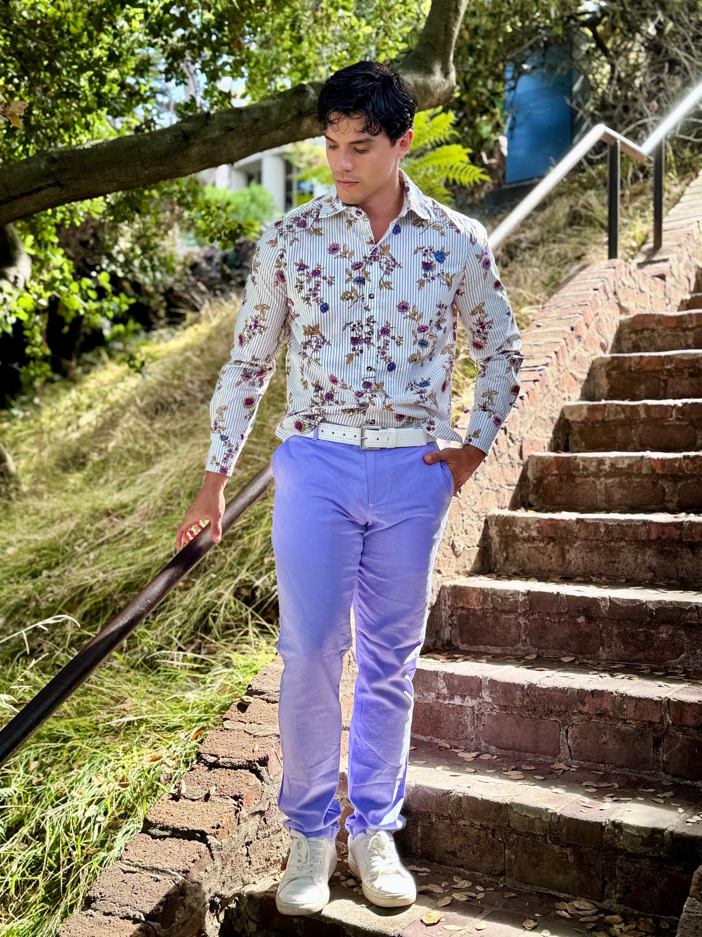 lilac linen trouser