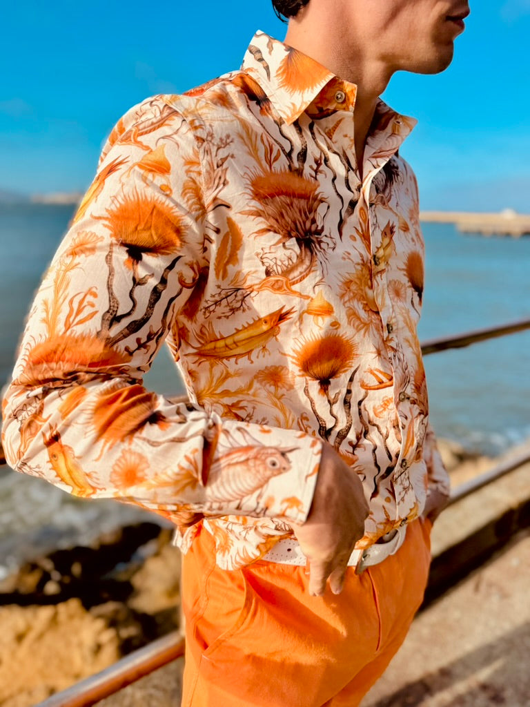 orange linen trouser