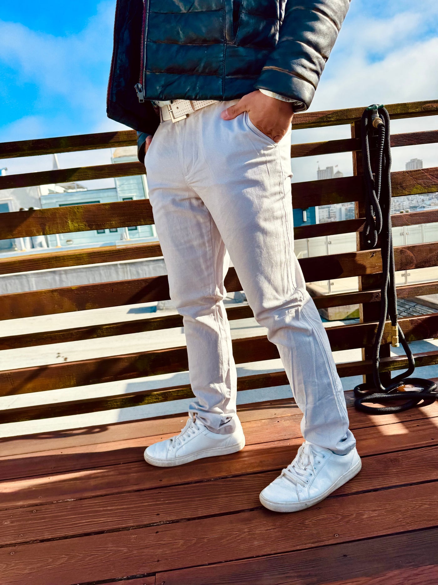 silver linen trouser