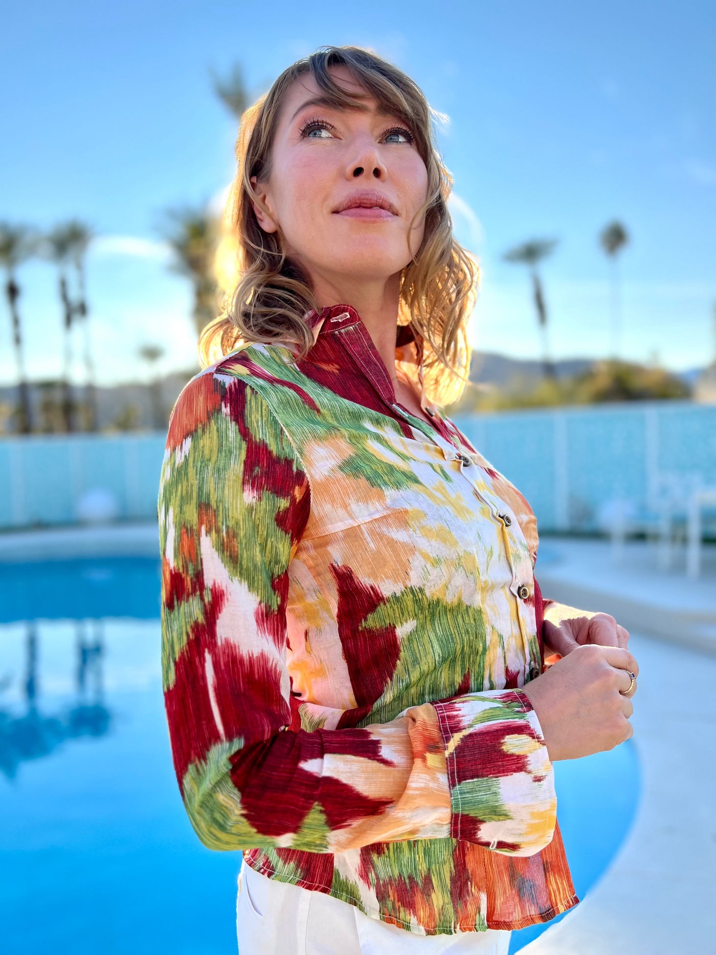 floral screen blouse LS