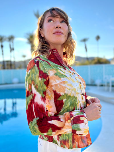 floral screen blouse LS
