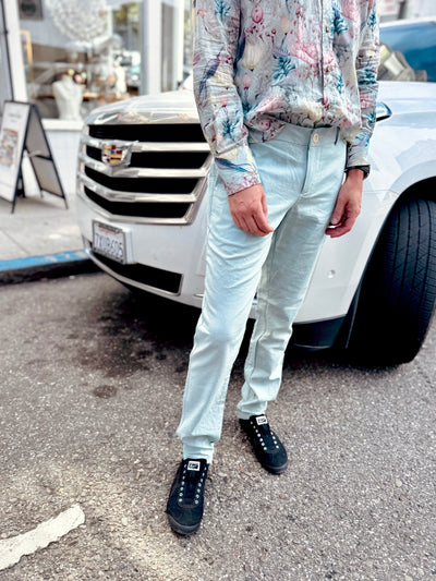 sage blue linen trouser