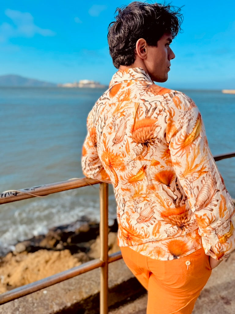 orange linen trouser