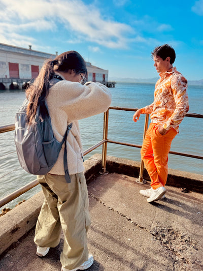 orange linen trouser