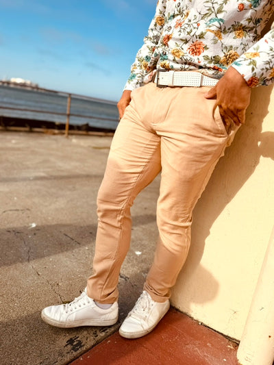 khaki linen trouser
