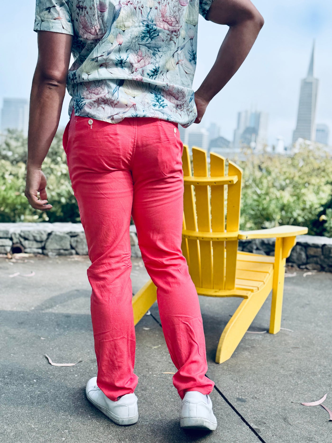 coral rose linen trouser
