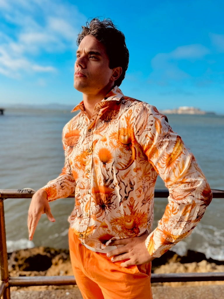 orange linen trouser