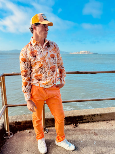 orange linen trouser