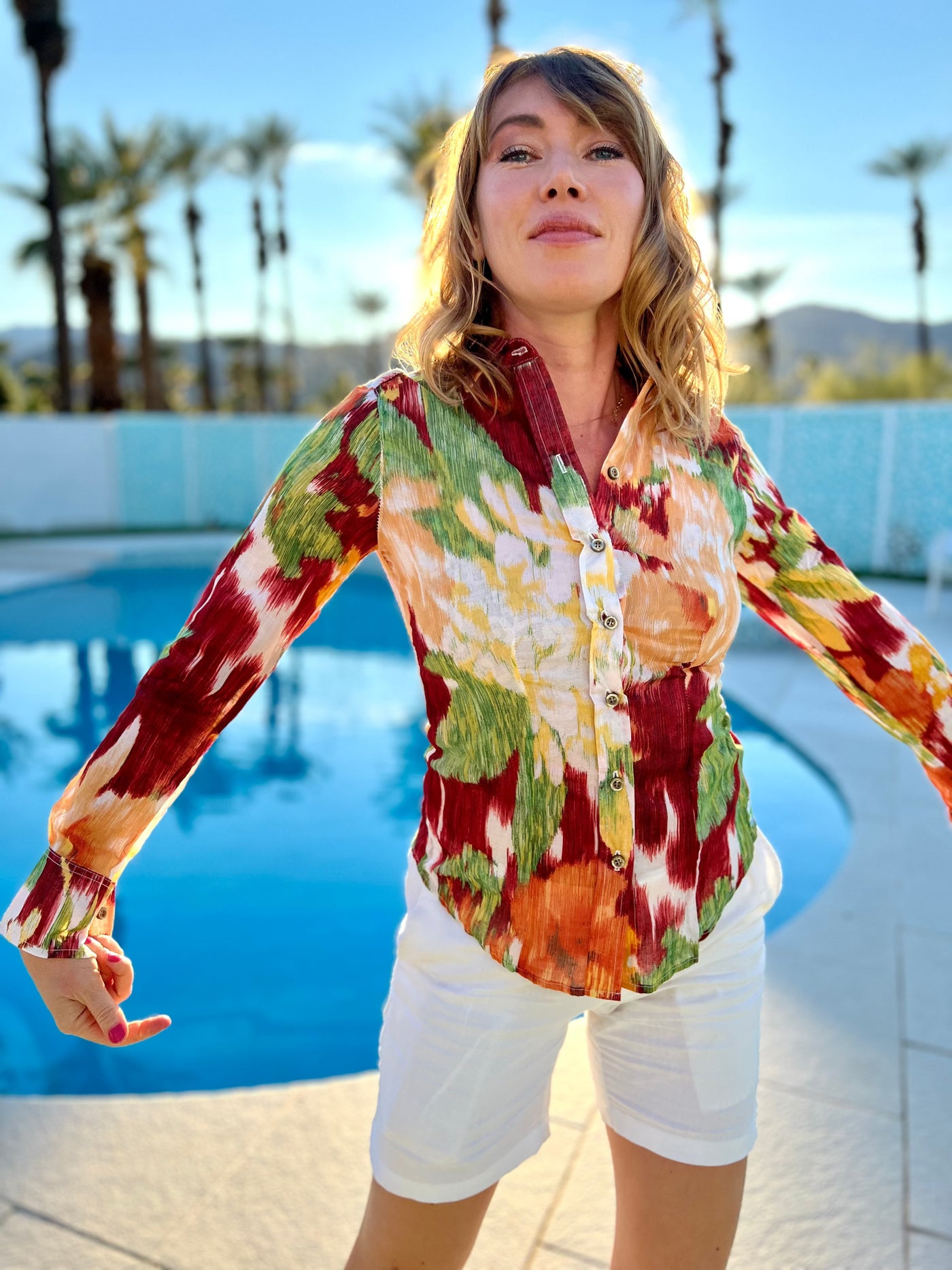 floral screen blouse LS