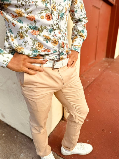 khaki linen trouser