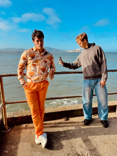 orange linen trouser