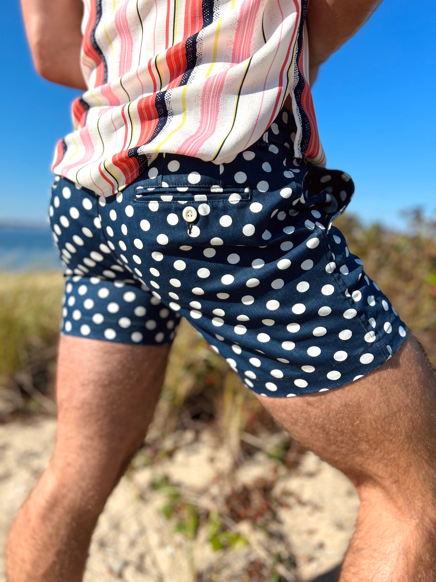 navy polka short