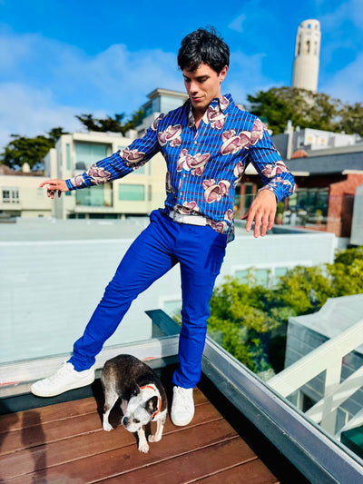 cobalt linen trouser