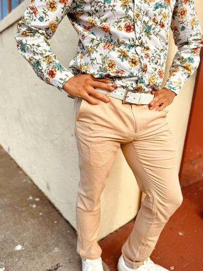 khaki linen trouser