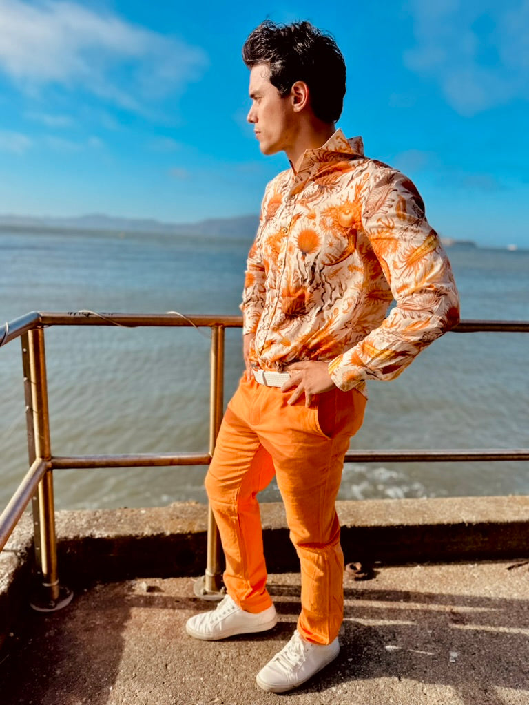 orange linen trouser