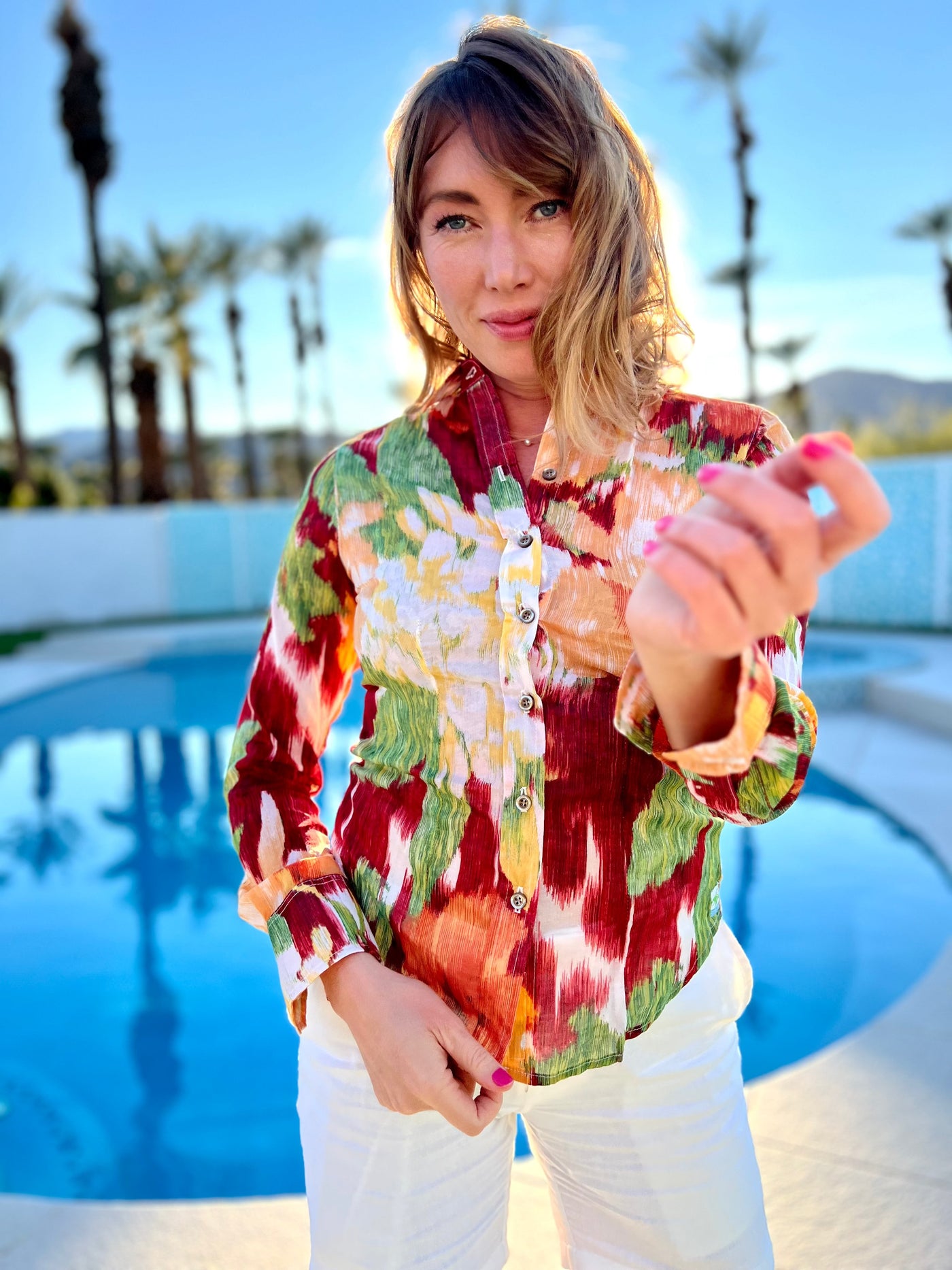 floral screen blouse LS
