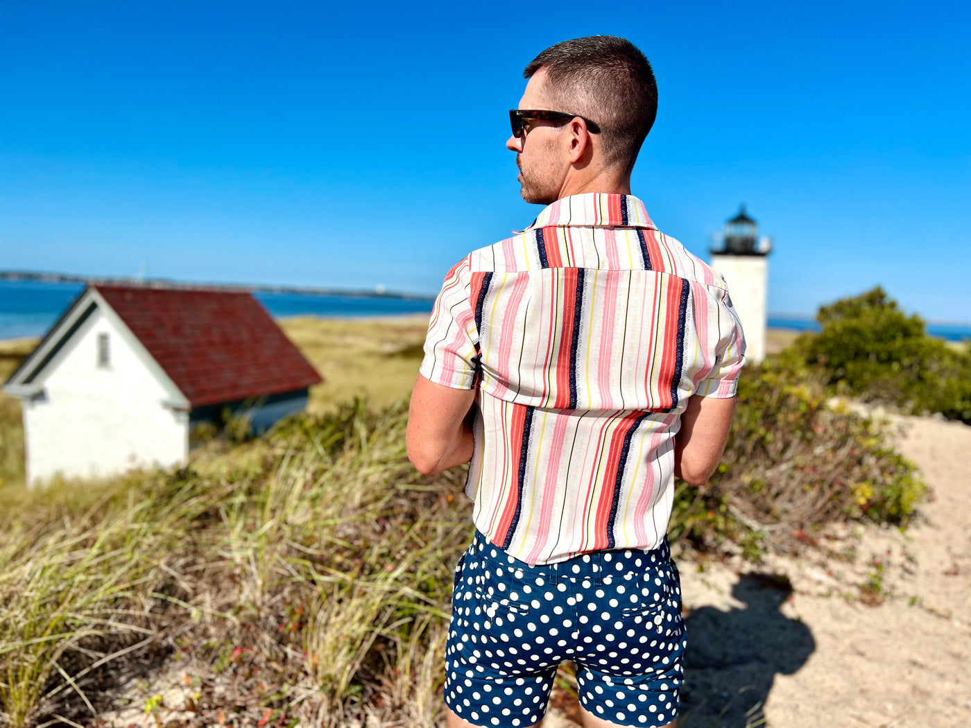 navy polka short