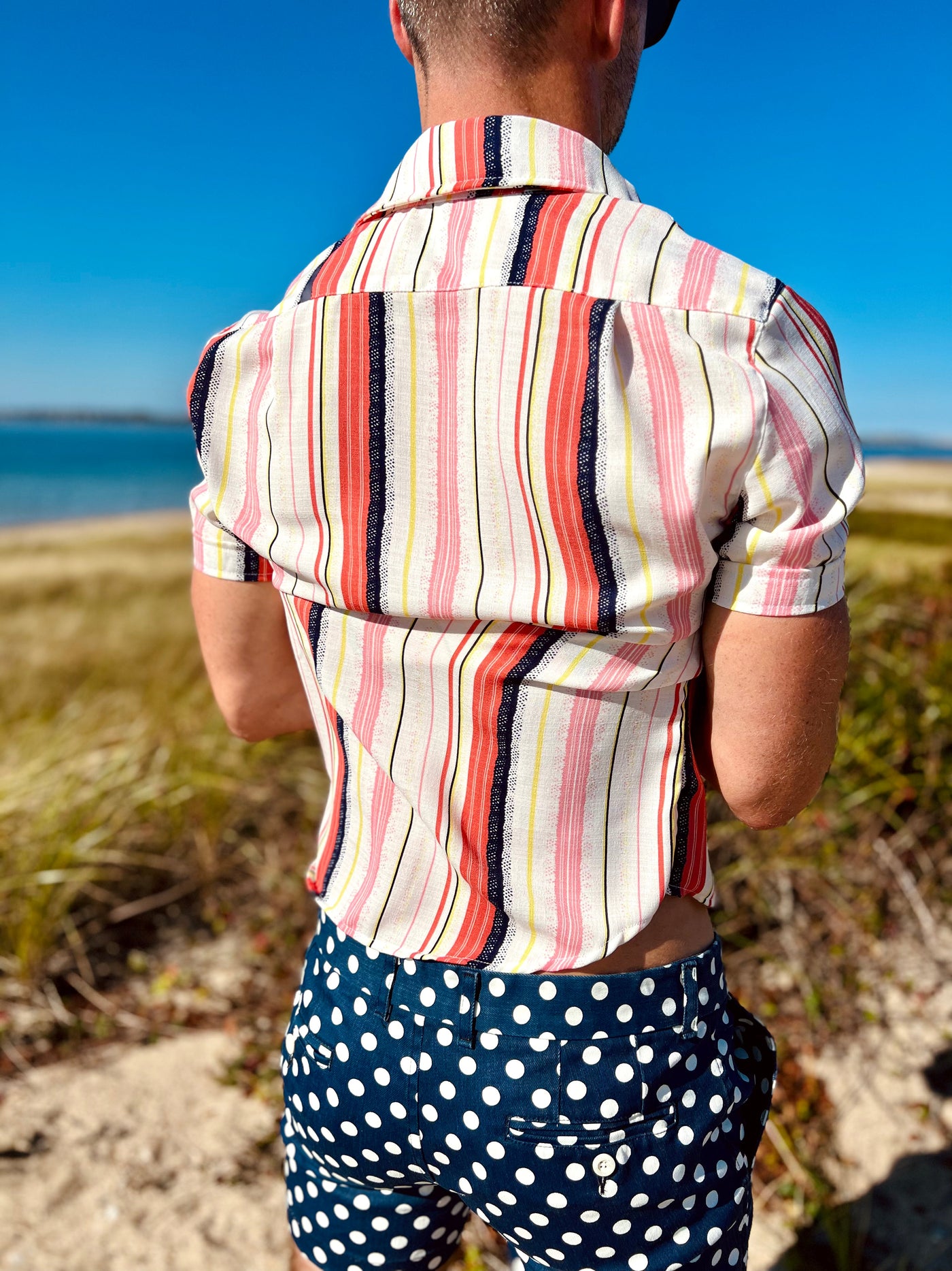 navy polka short