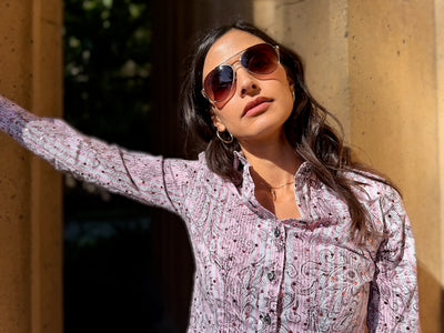 glittery pink blouse LS