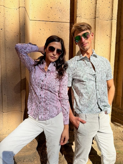 glittery pink blouse LS