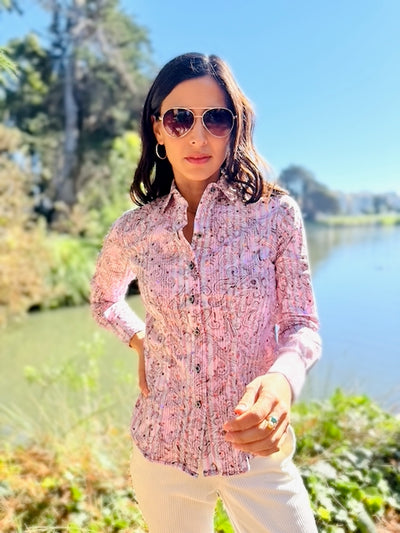 glittery pink blouse LS