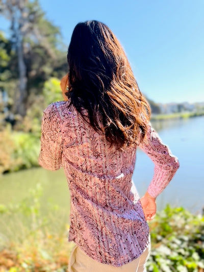 glittery pink blouse LS