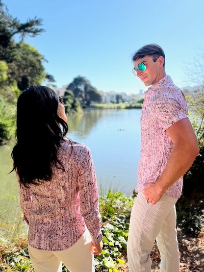 glittery pink blouse LS