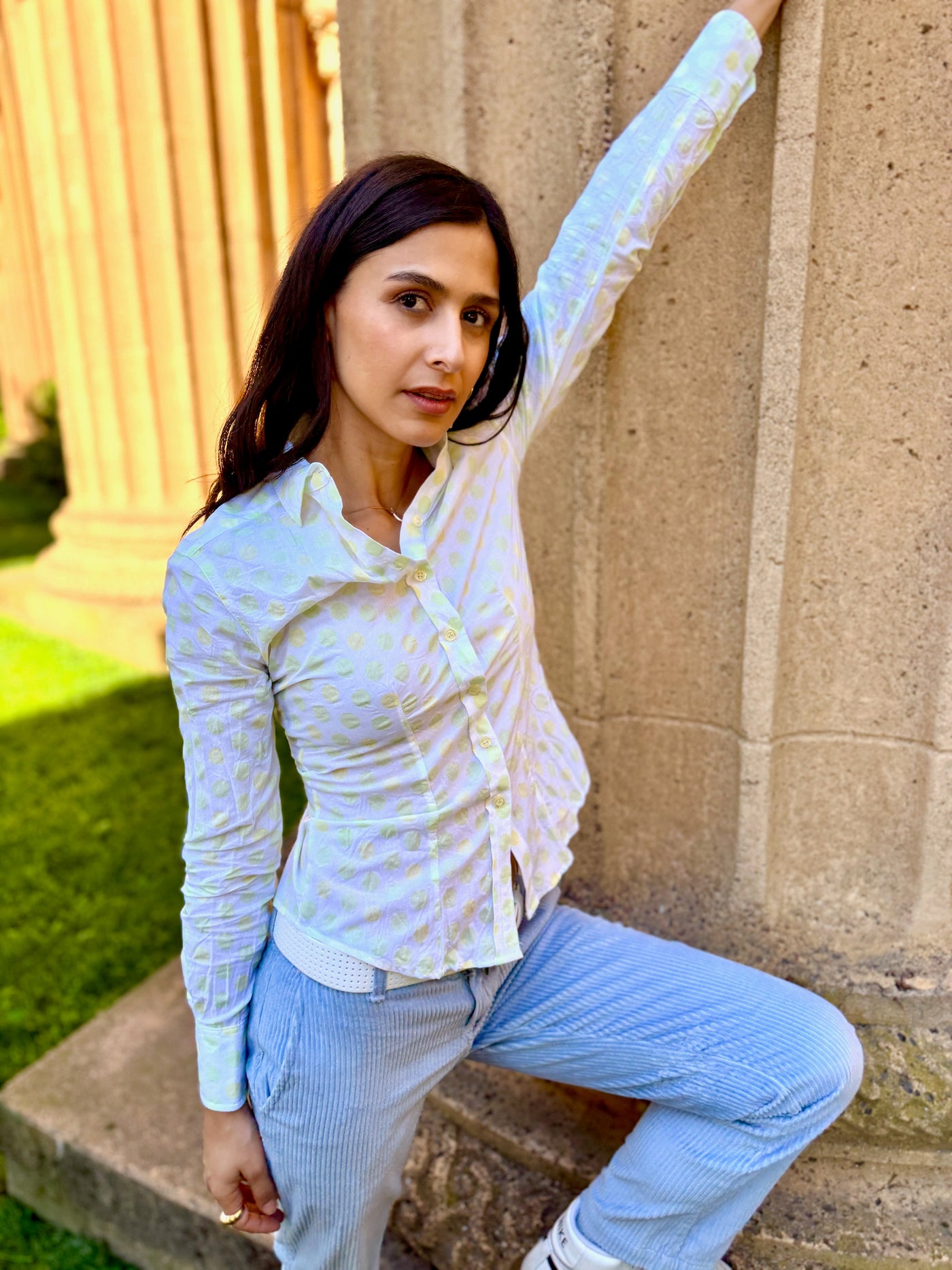 polka kermit blouse LS