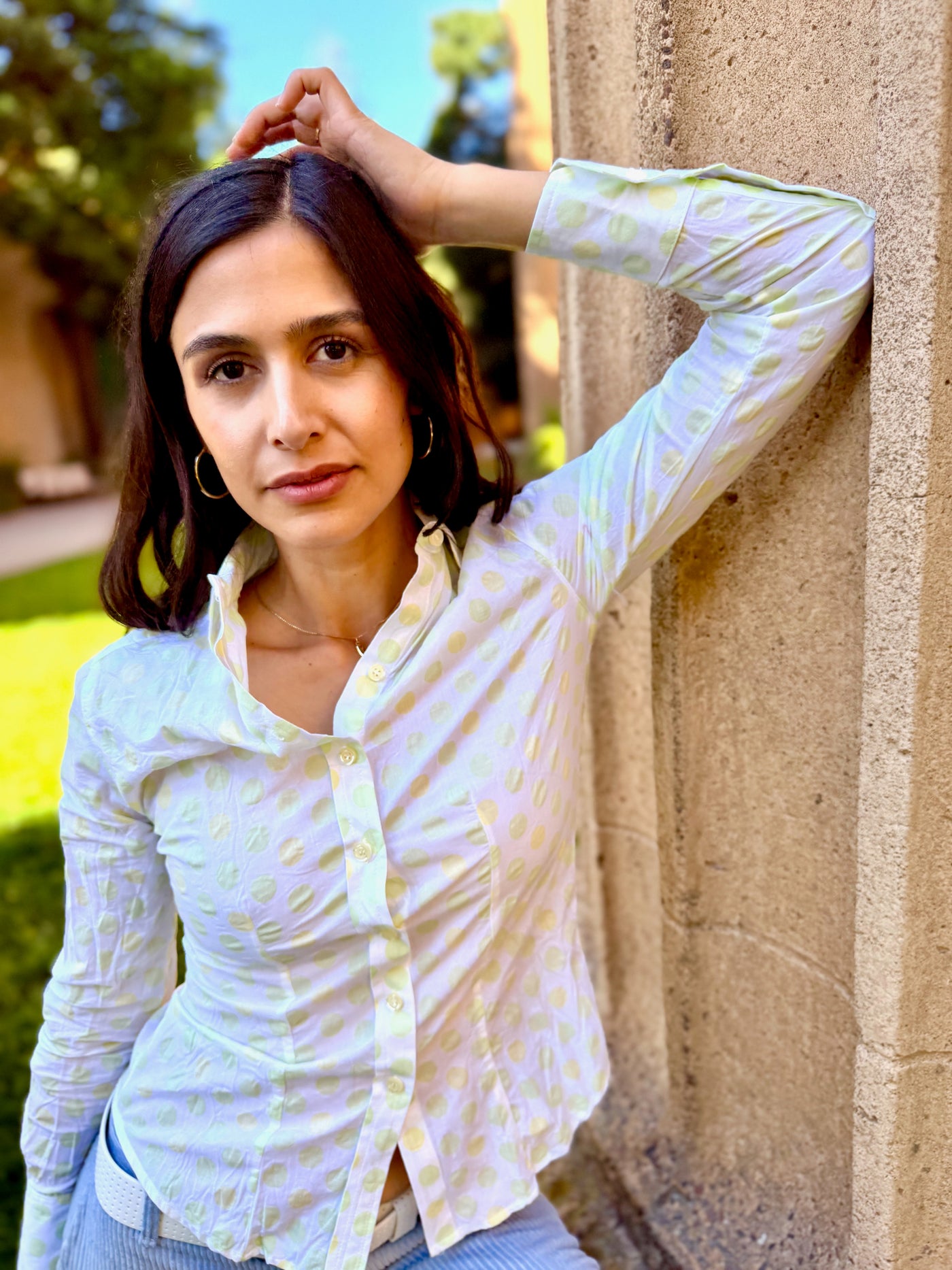 polka kermit blouse LS