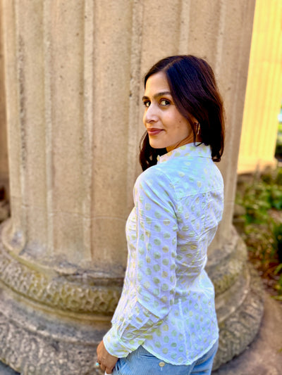 polka kermit blouse LS