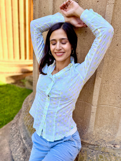 polka kermit blouse LS