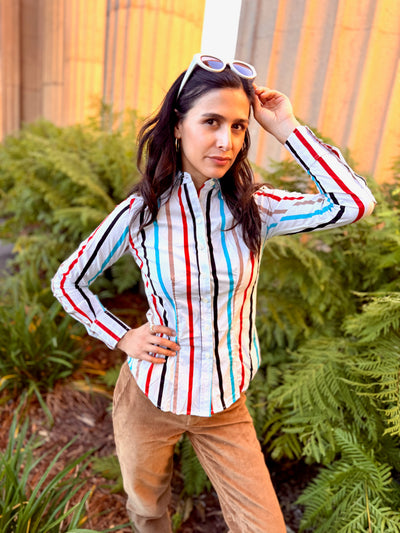 stripey bombardier blouse LS