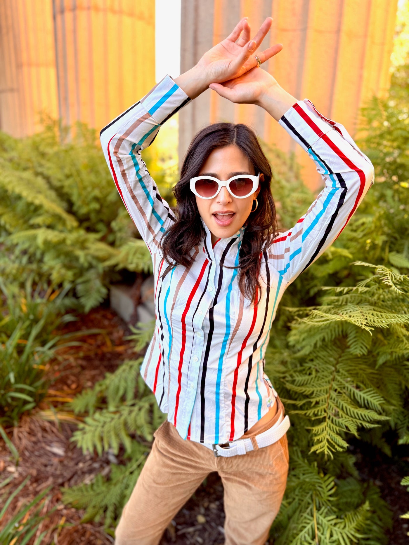 stripey bombardier blouse LS