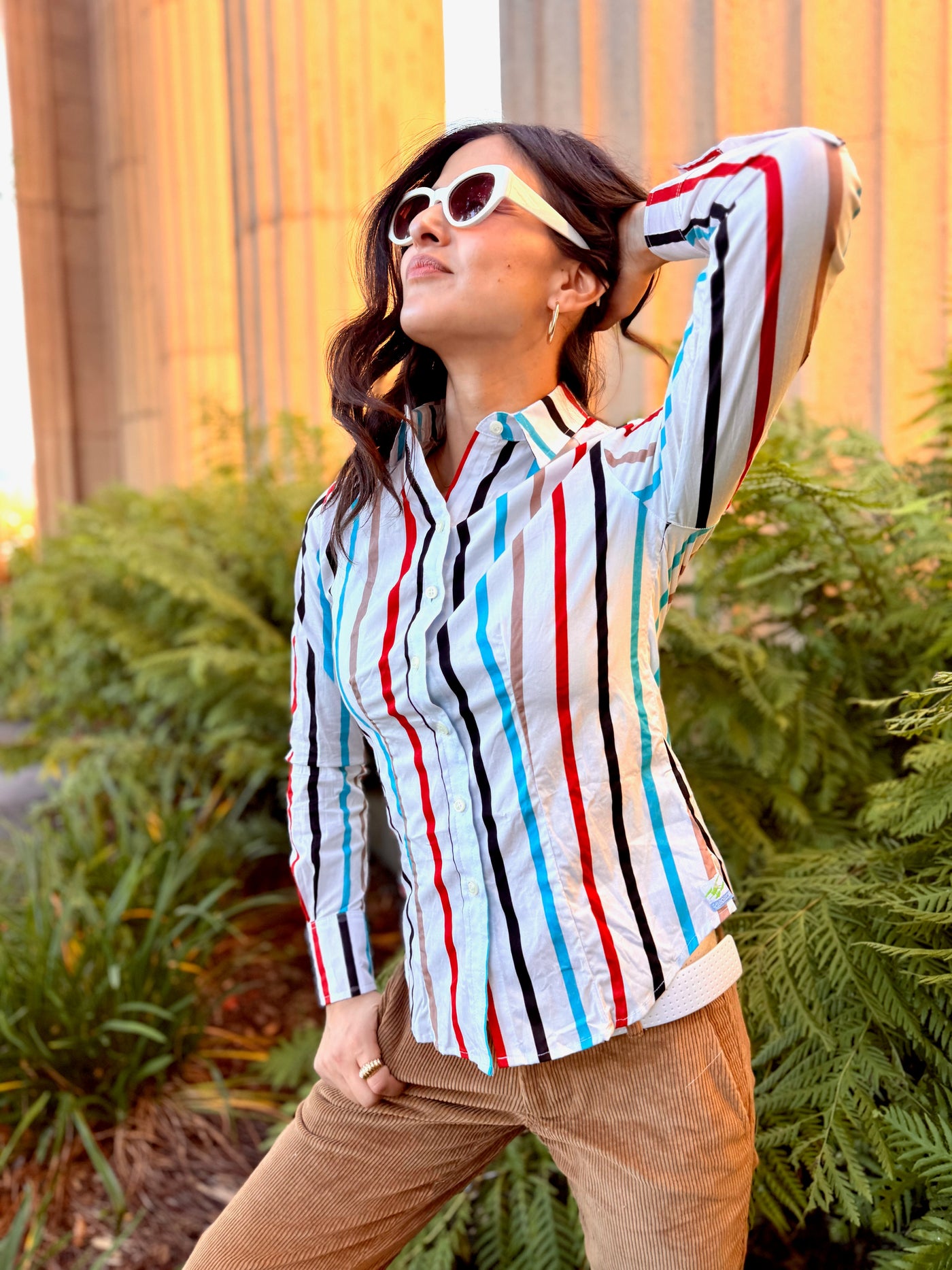 stripey bombardier blouse LS