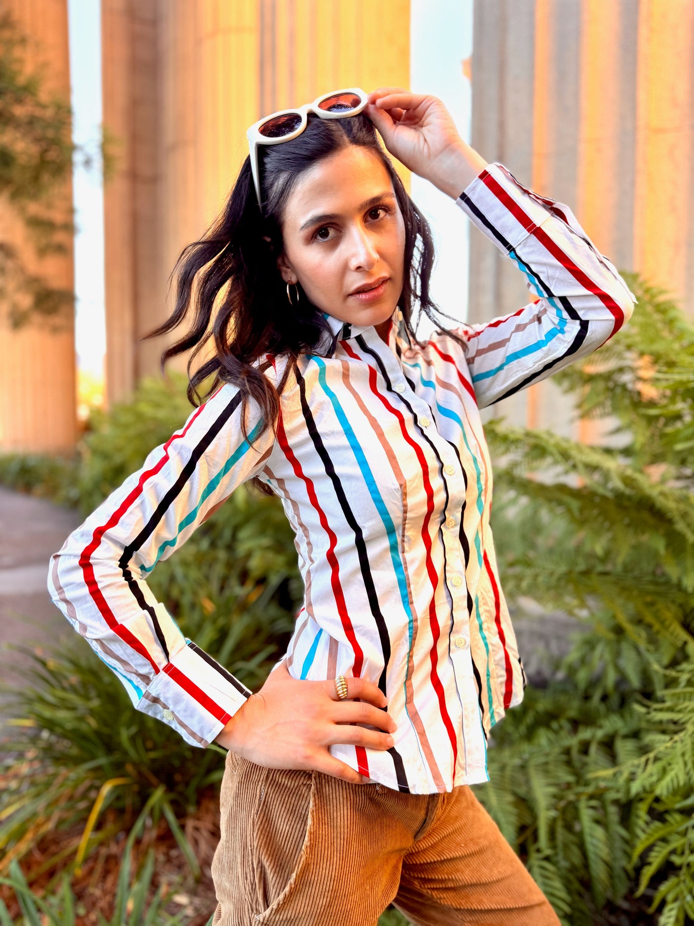 stripey bombardier blouse LS