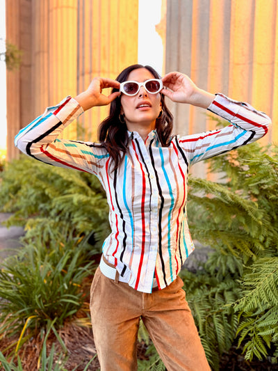 stripey bombardier blouse LS