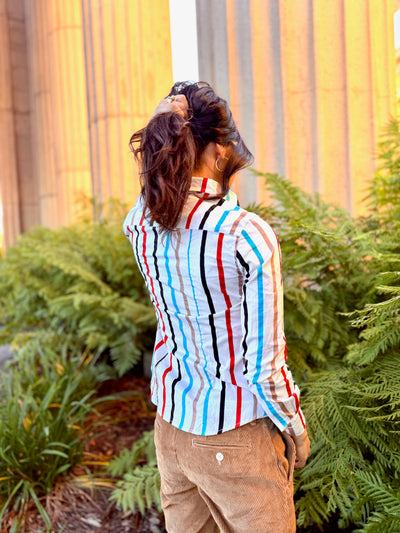 stripey bombardier blouse LS