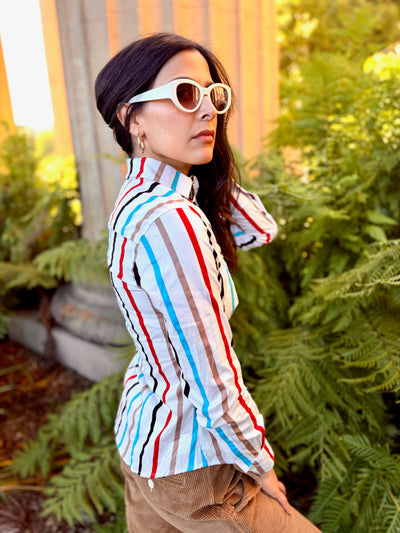 stripey bombardier blouse LS