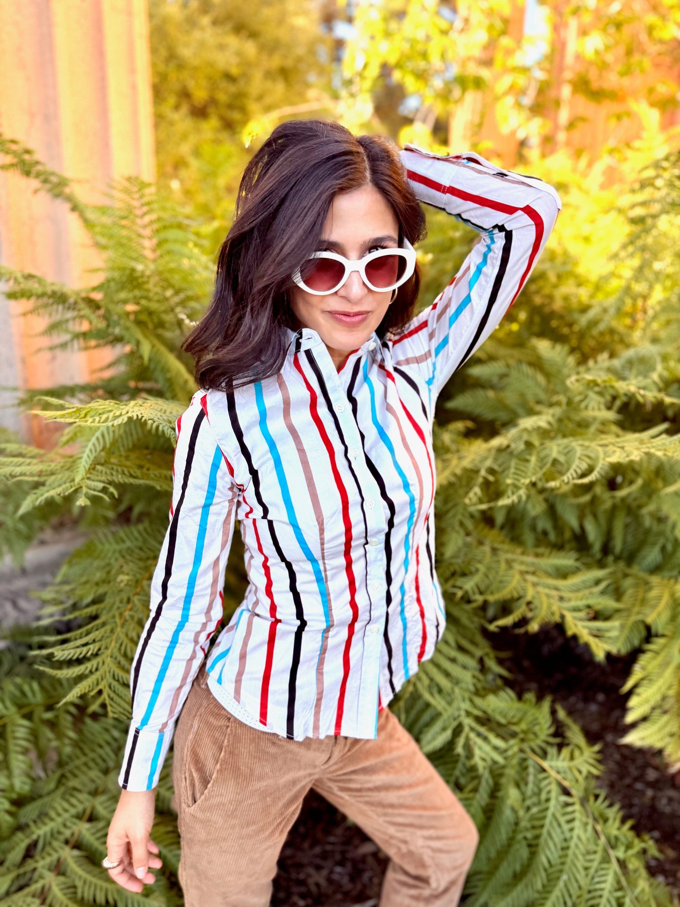 stripey bombardier blouse LS