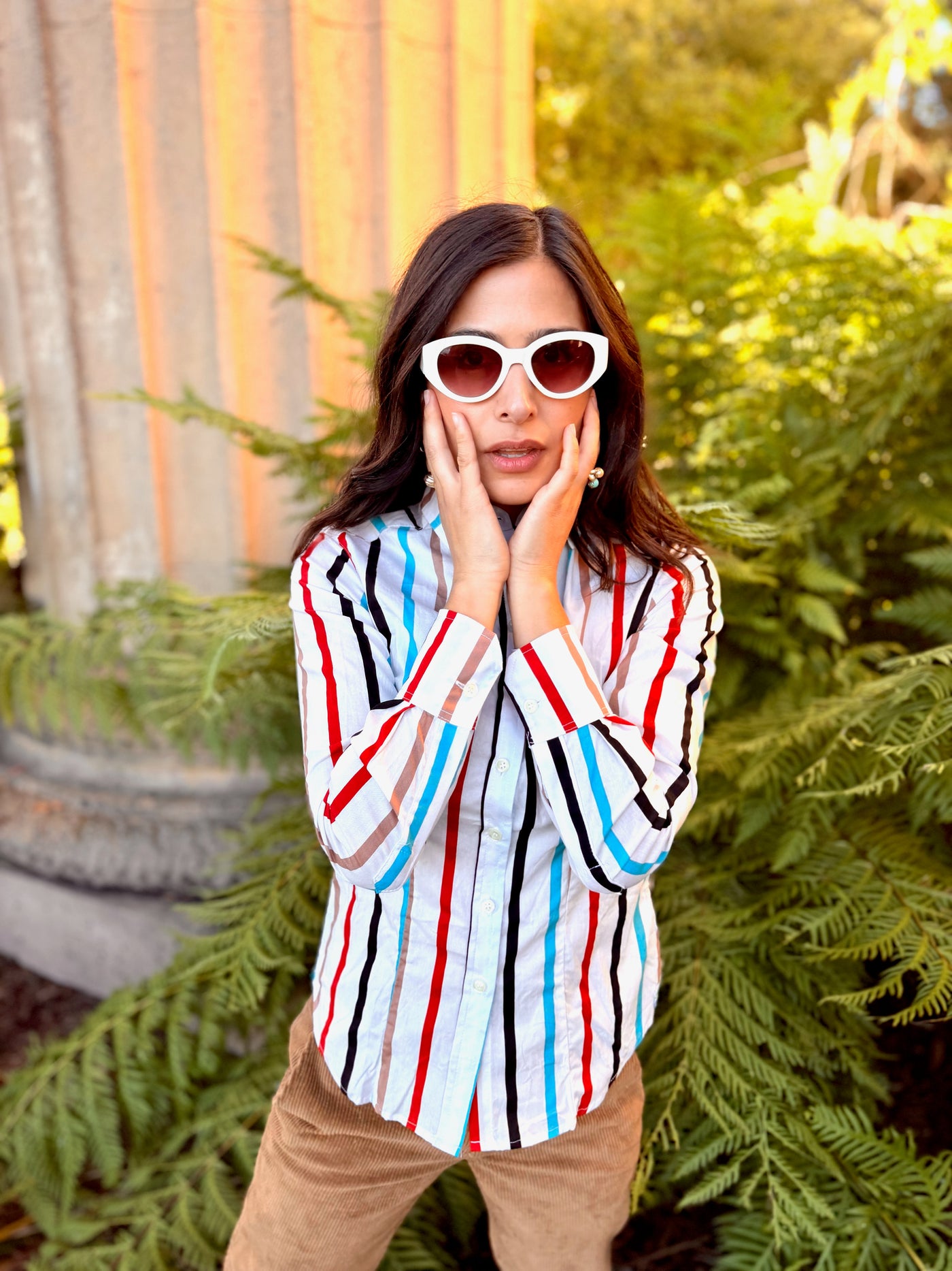 stripey bombardier blouse LS