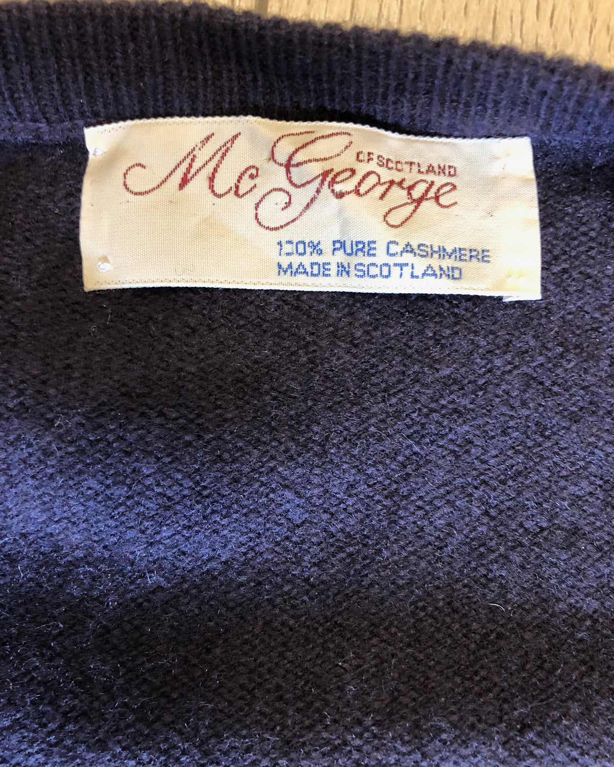 Purple Navy Gray Argyle 100% Cashmere V-Neck Sweater by McGeorge