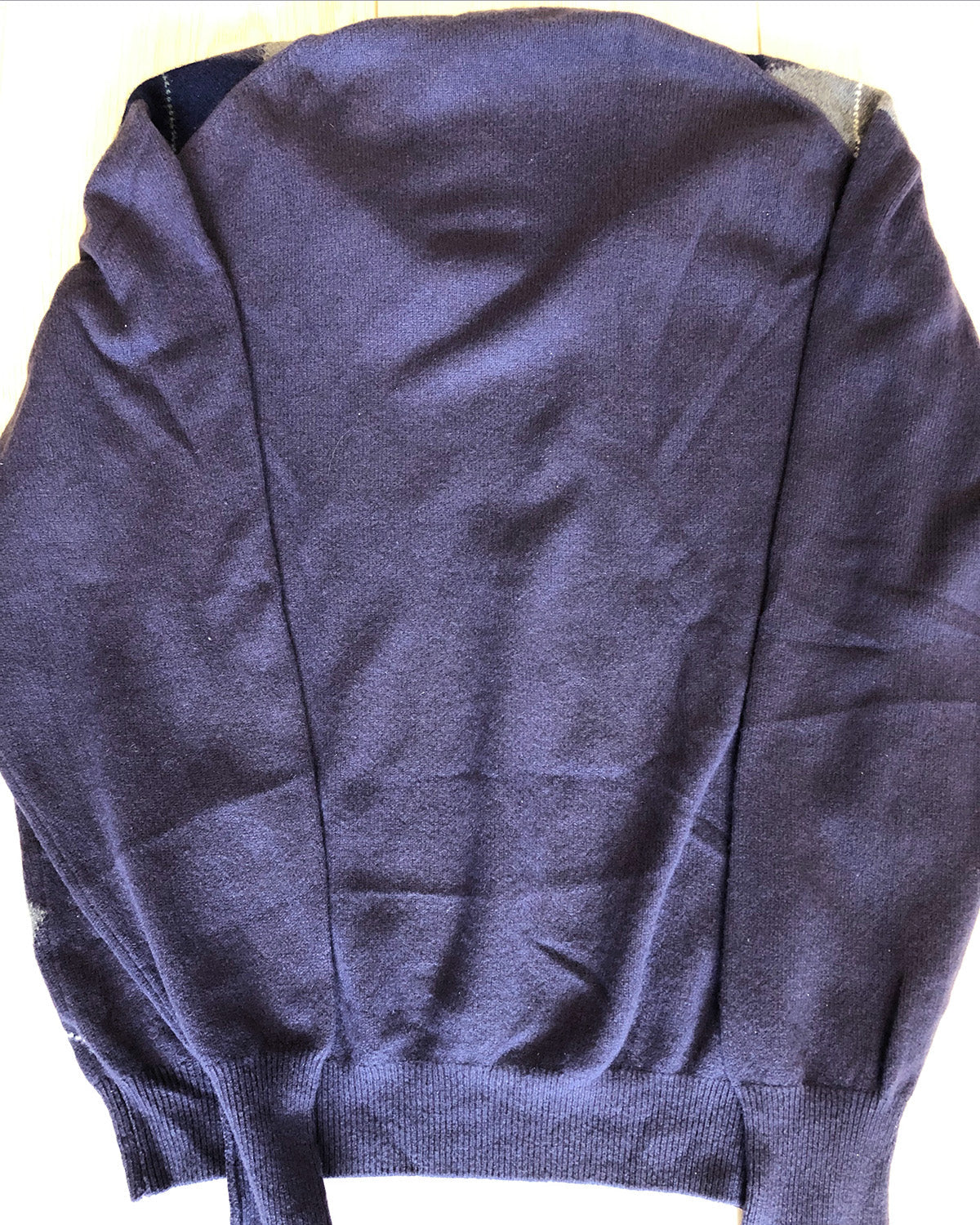 Purple Navy Gray Argyle 100% Cashmere V-Neck Sweater by McGeorge