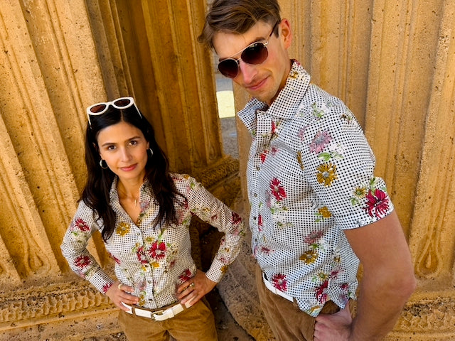 daisy picnic black blouse LS