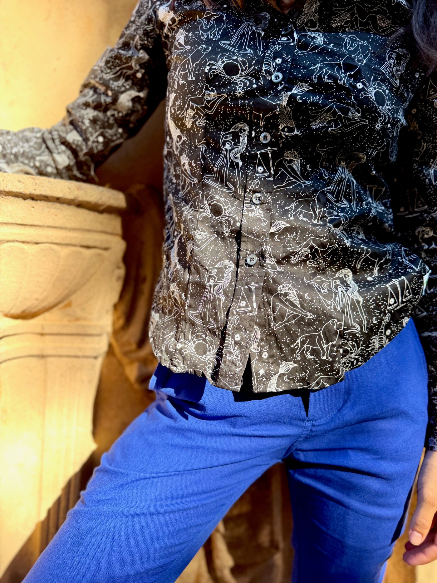 black zodiac blouse LS