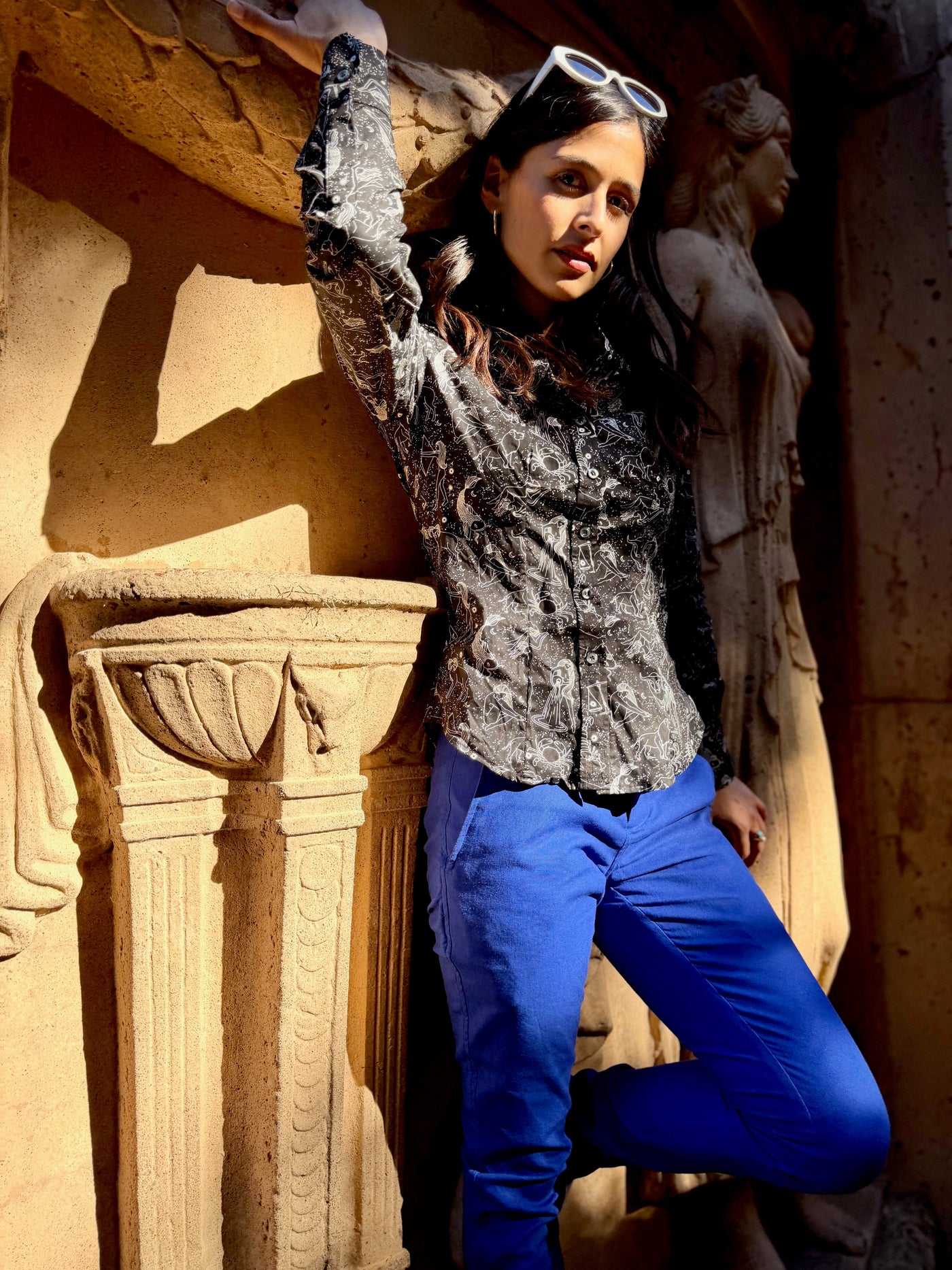 black zodiac blouse LS