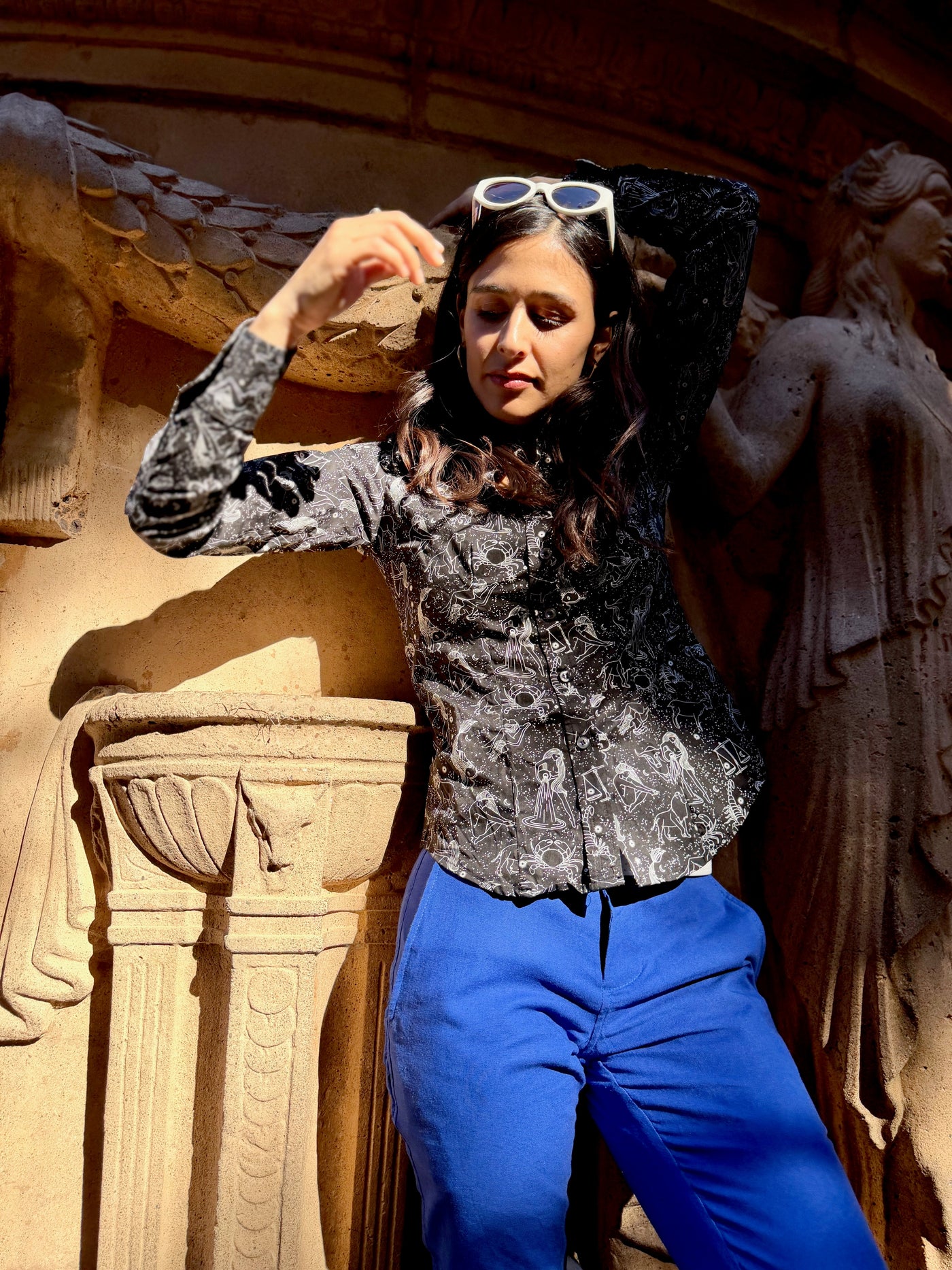 black zodiac blouse LS